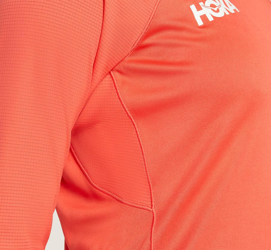 Hoka Australia One One Performance 3/4 Sleeve - Womens Tops Orange - HYFGZ-2863